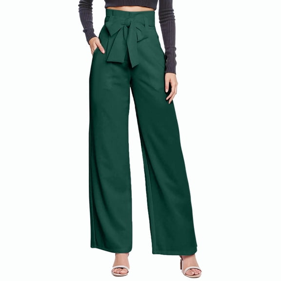 ABATAB Womens High Waisted Lounge Pants Wide Leg Comfy Baggy Stretch Trousers with Pockets Fashion Casual Outfits