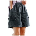 thumbnail image 1 of ABATAB Womens Jean Shorts Casual Loose Fit Denim Shorts Wide Leg Elastic Waisted Fashion Denim Shorts with Deep Pockets, 1 of 4