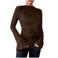 thumbnail image 1 of ABATAB Womens Long Bell Sleeve Tops Dressy Crew Neck Going out T-Shirt Slim Fit Stretch Yoga Athletic Shirts Fall Casual Tee Blouses(X-Large,Coffee), 1 of 4