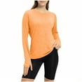 thumbnail image 1 of ABATAB Womens Long Sleeve Workout Shirts with Thumb Hole Lightweight Breathable Tennis Running Athletic Yoga Pullover Tops(Large,Orange), 1 of 5
