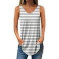 thumbnail image 1 of ABATAB Womens Loose Tank Tops V-Neck Striped Trendy Sleeveless Summer T-Shirt Casual Curve Hem Tops Clothes Outfits, 1 of 5