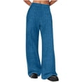 thumbnail image 1 of ABATAB Womens Lounge Pants Ribbed Knit High Waisted Straight Leg Casual Baggy Loose Fit Pajama Pants with Pockets, 1 of 6