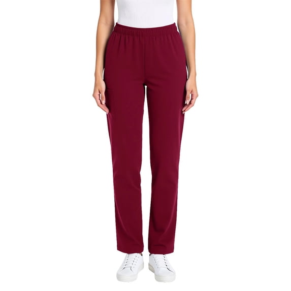 ABATAB Womens Nursing Uniform Pants Casual Soft Stretch Elastic Waisted Straight Leg Trousers with Pockets