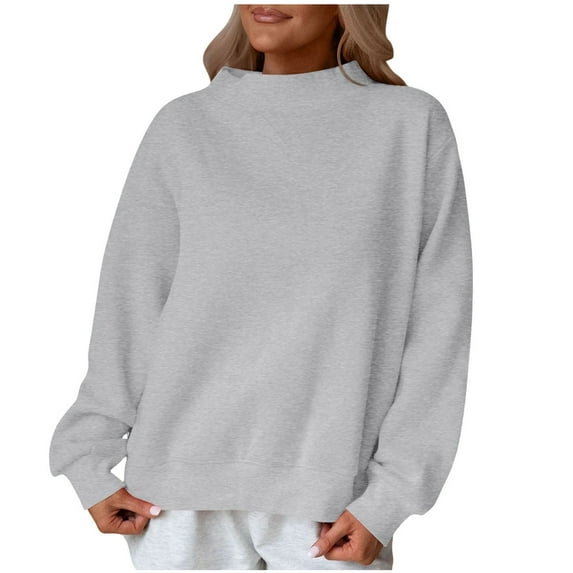 ABATAB Womens Oversized Sweatshirts Turtleneck Long Sleeve Casual Solid Color Tops Comfy Fall Fashion Outfits Winter Clothes