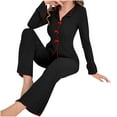 thumbnail image 1 of ABATAB Womens Pajama Outfits Long Sleeve Ribbed Knit Lounge Set Button down Soft Comfy 2 Piece Pjs Sleepwear Clothes, 1 of 4