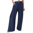 thumbnail image 1 of ABATAB Womens Pants Casual Loose Fit Wide Leg Lounge Pants High Rise Baggy Work Office Palazzo Trousers with Pockets, 1 of 5