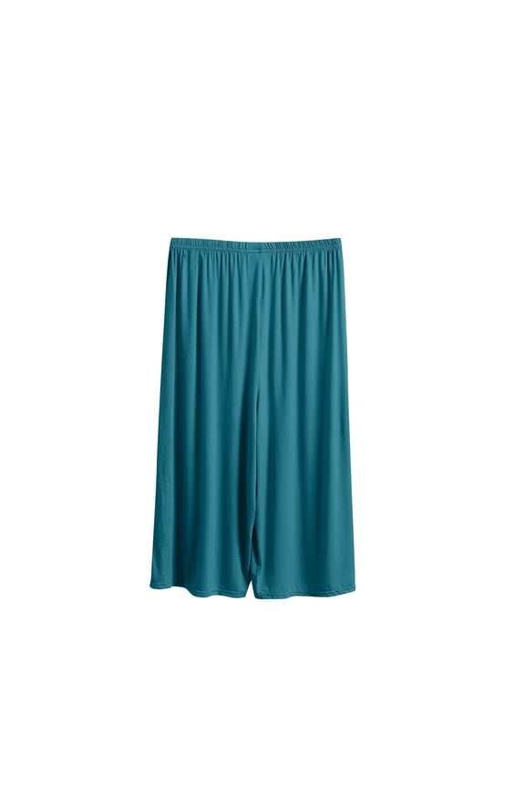 Womens Plus Size Capri Pajama Pants Wide Leg Lounge Sleepwear Soft Comfy Solid Elastic Waisted Pj Bottoms