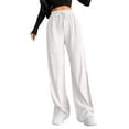 thumbnail image 1 of ABATAB Womens Ribbed Lounge Pants Wide Leg with Pockets Casual Comfy Loose Soft Knit Pants with Drawstring, 1 of 6