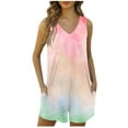 thumbnail image 1 of ABATAB Womens Rompers Tie Dye Wide Leg Shorts Jumpsuits Casual V Neck Sleeveless Summer Romper with Pockets, 1 of 5