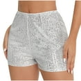 thumbnail image 1 of ABATAB Womens Sequin Shorts Shiny Casual Slim Fit Hot Shorts High Waisted Solid Party Club Trendy Shorts, 1 of 7