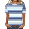 thumbnail image 1 of ABATAB Womens Short Sleeve Tops Trendy Striped Basic Loose Fit Tee Color Block Crewneck Summer Casual T Shirts, 1 of 4