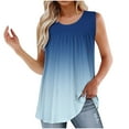 thumbnail image 1 of ABATAB Womens Sleeveless Tank Tops Crew Neck Pleated Casual Dressy Blouses T Shirts Gradient Summer Comfy Clothes, 1 of 6