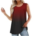 thumbnail image 1 of ABATAB Womens Sleeveless Tank Tops Crew Neck Pleated Casual Dressy Blouses T Shirts Gradient Summer Comfy Clothes, 1 of 6