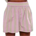 thumbnail image 1 of ABATAB Womens Striped Shorts Comfy Summer Shorts Wide Leg High Waist Pockets Casual Shorts for Women Trendy, 1 of 2