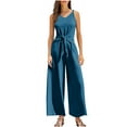 thumbnail image 1 of ABATAB Womens Summer Jumpsuits V Neck Sleeveless Dressy Rompers Casual One Piece Wide Leg Loose Work Trendy Outfits, 1 of 7