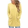 thumbnail image 1 of ABATAB Womens Sweaters Crewneck Long Sleeve Ribbed Knit Pullover Casual Tunic Long Tops Fall Spring Outfits with Pockets, 1 of 5