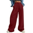 thumbnail image 1 of ABATAB Womens Sweatpants Wide Leg Baggy Ruched Cycling Pants Fashion Drawstring Athletic Joggers Trousers with Pockets, 1 of 5