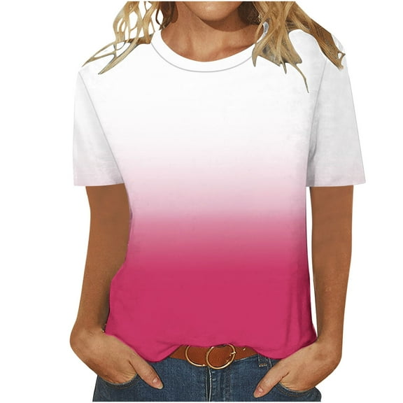 ABATAB Womens T Shirts Crewneck Short Sleeve Summer Casual Tops Trendy Basic Loose Fitted Tshirts