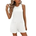 thumbnail image 1 of ABATAB Womens Tank Tops Rompers Sleeveless Crewneck Jumpsuit Loose Open Back Overalls with Pockets Beach Vacation Outfits, 1 of 5