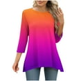 thumbnail image 1 of ABATAB Womens Tops Comfortable Round Neck T Shirts 3/4 Length Sleeve Trendy Printed Dressy Tees Soft Tunic Blouses for Leggings(XX-Large,Hot Pink 6), 1 of 6