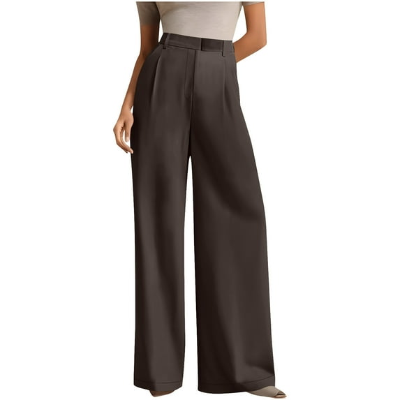 ABATAB Womens Trendy Dress Pants Business Casual Solid Color Work Pants with Pockets Lounge Pants for Office