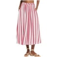 thumbnail image 1 of ABATAB Womens Wide Leg Capri Pants Cotton Linen Striped Culottes Summer Elastic Waist Baggy Fashion Bottoms with Pockets, 1 of 6