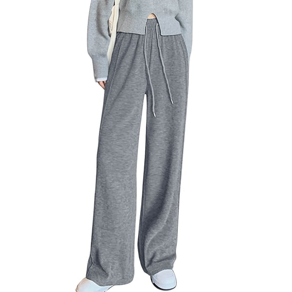 ABATAB Womens Wide Leg Sweatpants High Waisted Baggy Lounge Pants Drawstring Casual Athletic Joggers Trousers with Pockets