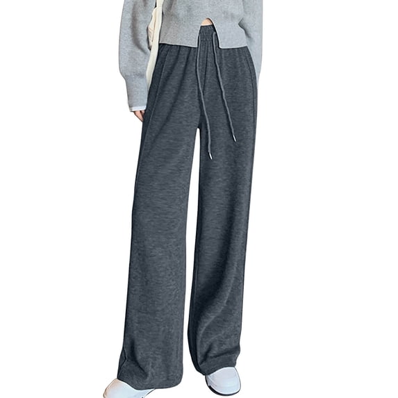 ABATAB Womens Wide Leg Sweatpants High Waisted Baggy Lounge Pants Drawstring Casual Athletic Joggers Trousers with Pockets