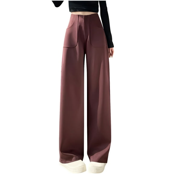 ABATAB Womens Work Pants Stretchy Business Casual Pants Slacks with Deep Pockets High Waisted Straight Leg Office Trousers