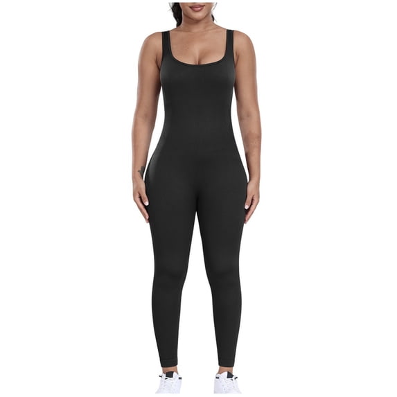 ABATAB Womens Workout Rompers Seamless Yoga Gym One Piece Jumpsuits Sleeveless Slim Fit Yoga Athletic Unitard Leggings