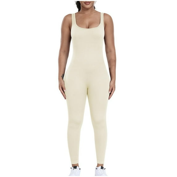 ABATAB Womens Workout Rompers Seamless Yoga Gym One Piece Jumpsuits Sleeveless Slim Fit Yoga Athletic Unitard Leggings