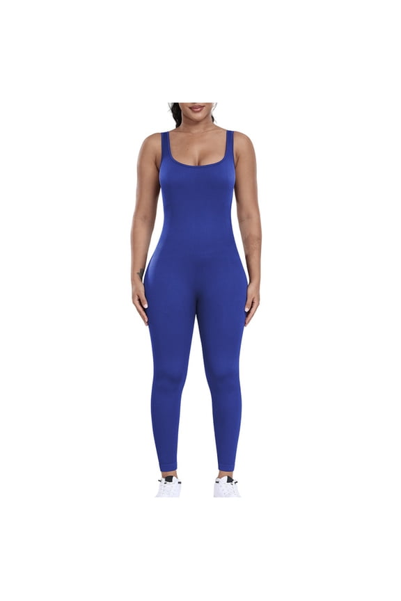 Womens Workout Rompers Seamless Yoga Gym One Piece Jumpsuits Sleeveless Slim Fit Yoga Athletic Unitard Leggings