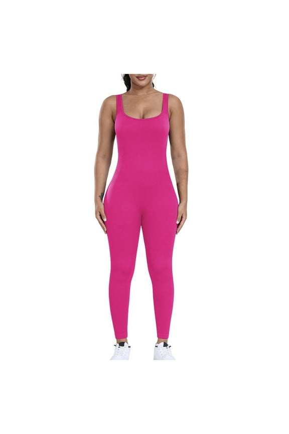 Womens Workout Rompers Seamless Yoga Gym One Piece Jumpsuits Sleeveless Slim Fit Yoga Athletic Unitard Leggings