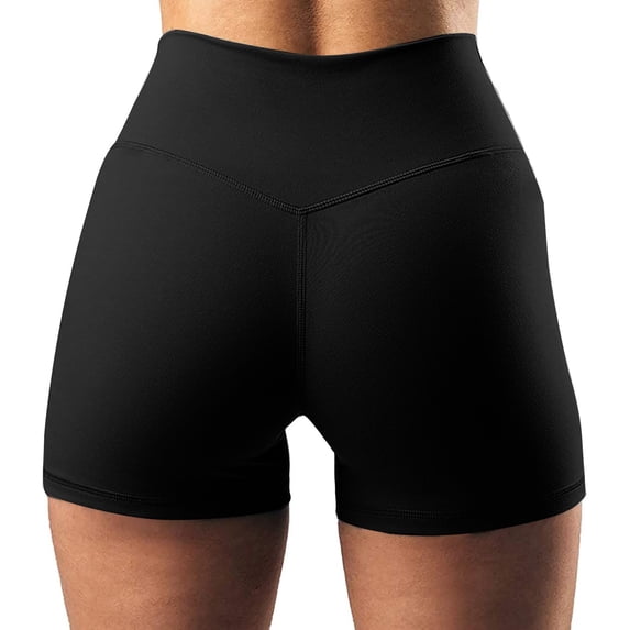 ABATAB Womens Yoga Shorts Solid Workout Shorts Tight Soft Seamless Athletic Gym Running Shorts