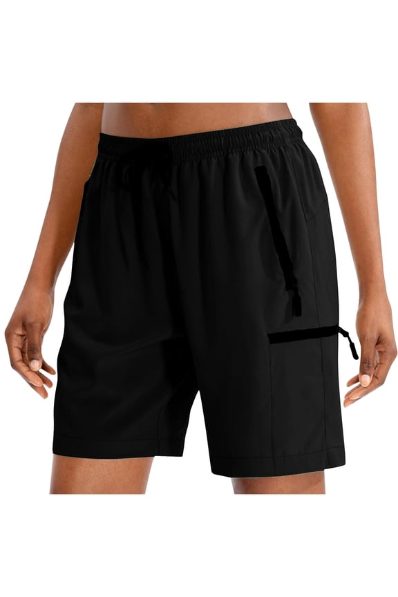 Workout Shorts Women Quick Dry Lightweight Shorts Drawstring Summer Athletic Golf Walking Running Shorts with Zipper Pockets