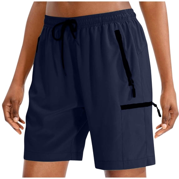 ABATAB Workout Shorts Women Quick Dry Lightweight Shorts Drawstring Summer Athletic Golf Walking Running Shorts with Zipper Pockets