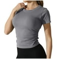 thumbnail image 1 of ABATAB Workout Tops for Women Slim Fit Short Sleeve Crew Neck Tight Tee Solid Color Yoga Running Athletic Basic Tees, 1 of 5