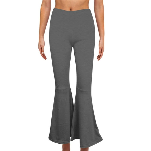 ABATAB Yoga Flare Legging for Women Stretchy Solid Bootcut Pants Non See Through Causal Elastic Wiasted Trousers with Pockets