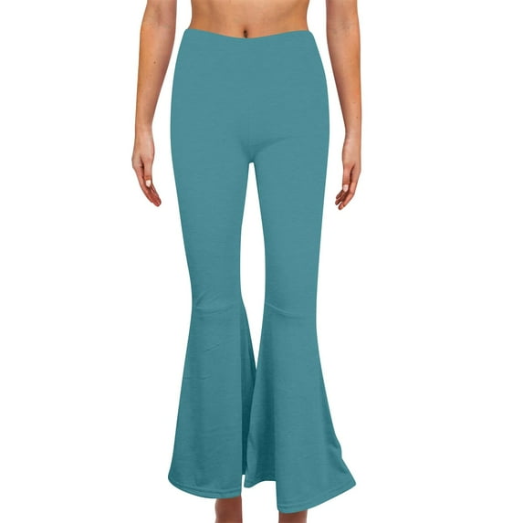 ABATAB Yoga Flare Legging for Women Stretchy Solid Bootcut Pants Non See Through Causal Elastic Wiasted Trousers with Pockets