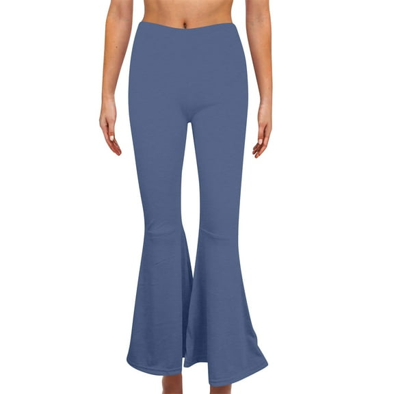 ABATAB Yoga Flare Legging for Women Stretchy Solid Bootcut Pants Non See Through Causal Elastic Wiasted Trousers with Pockets
