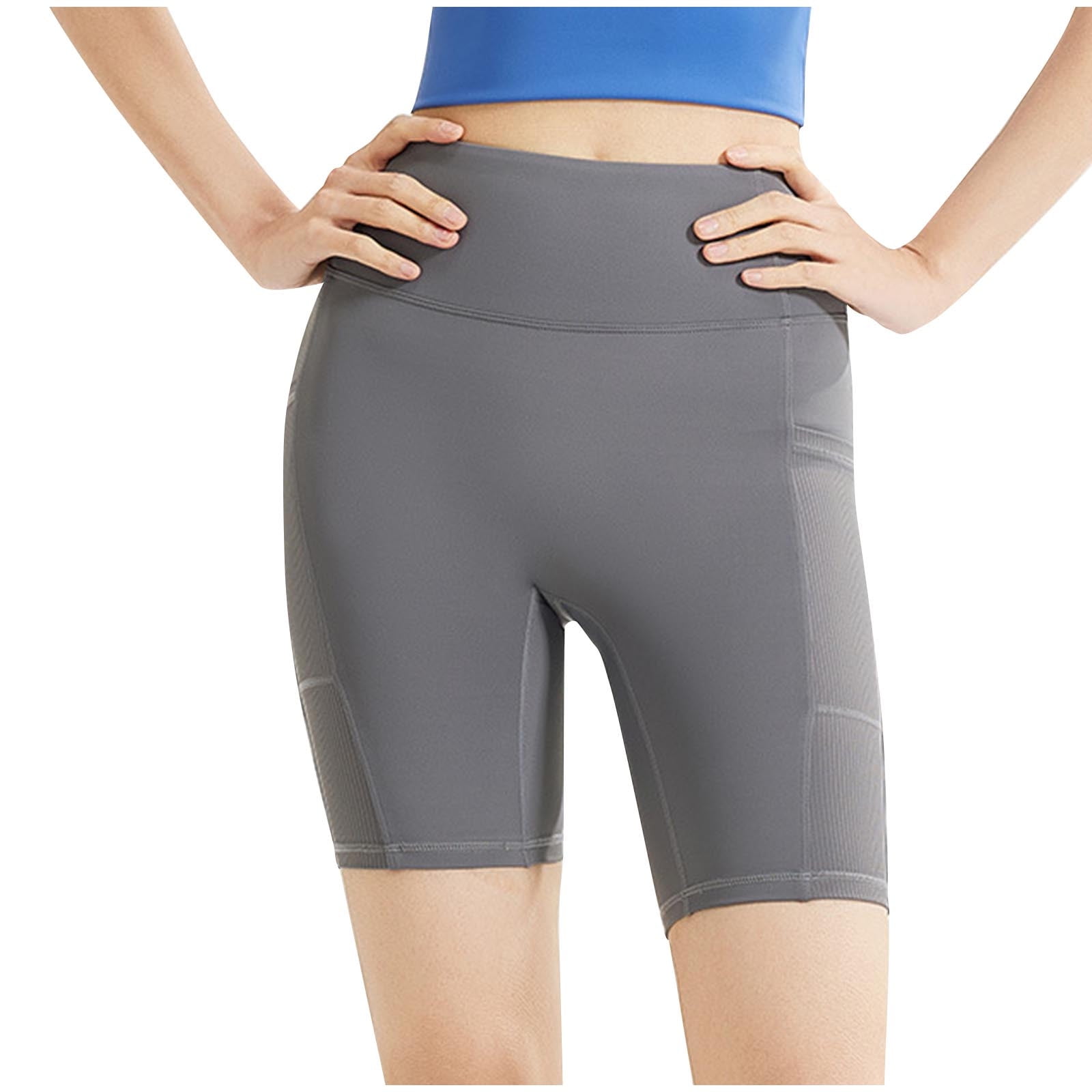 WHOUARE 4-Pack Women's Biker Yoga Shorts - High Waisted With Pockets, Tummy Control Workout Shorts - View #2