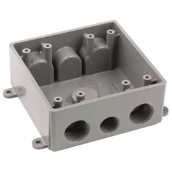 Carlon E382De 4.62 In. Rectangle Pvc 2 Gang T-Box Gray
