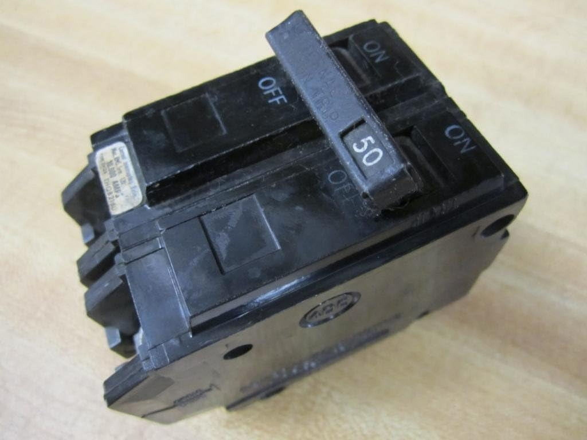 ABB TEY/Q-Line THQB2150 2-Pole Miniature Circuit Breaker  50A Double Pole Breaker  120/240 VAC, 10 kA Interrupt  Thermal Magnetic Trip  Bolt-On Installation  HACR Rated