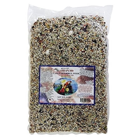 ABBA 1300 Large Hookbill Bird Food, No Sunflower Seed Mix for Parrots & Hookbills, Vacuum-Packed Daily Diet, 5 lb