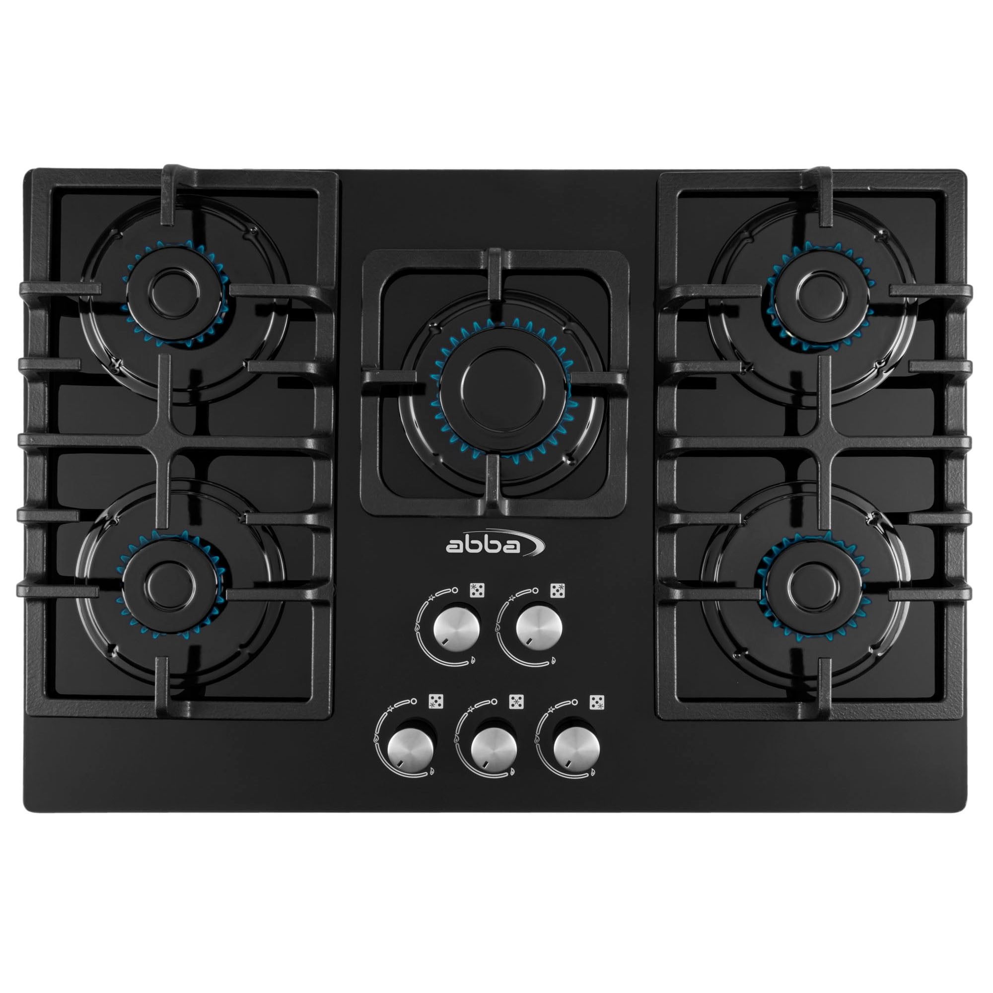 ABBA 30in Gas Cooktop with 5 Sealed Burners Tempered Glass Surface with SABAF Burners