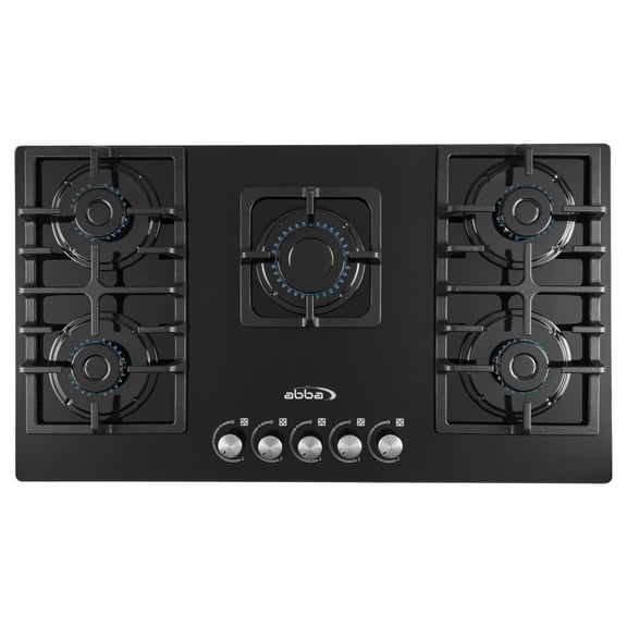 ABBA-36" Gas-on-Glass Cooktop with 5 Burners and Double Grates