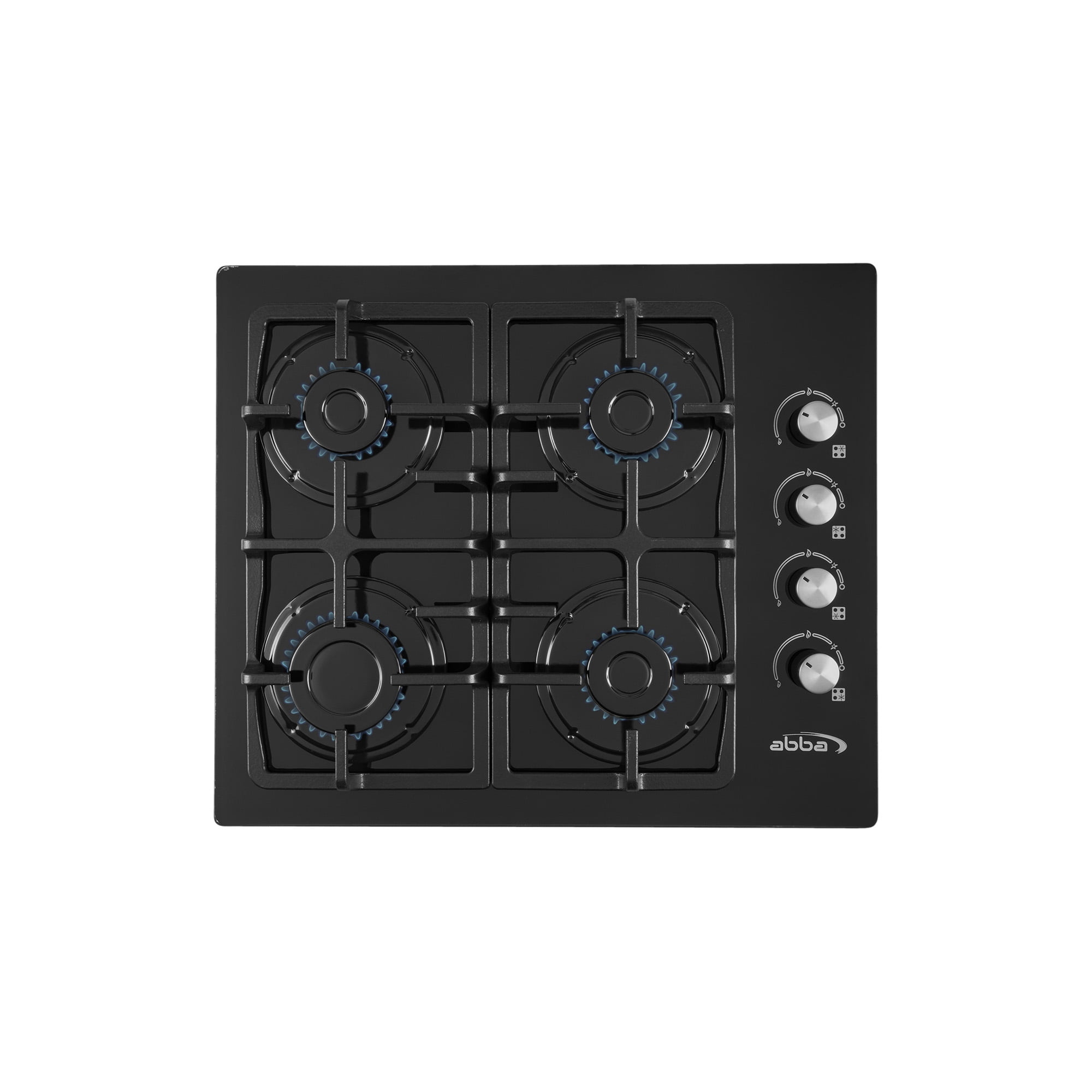 ABBA - 4 Burners Gas-on-Glass Cooktop, 24" inches, Double Grates (V5D) for Apartment, Indoor