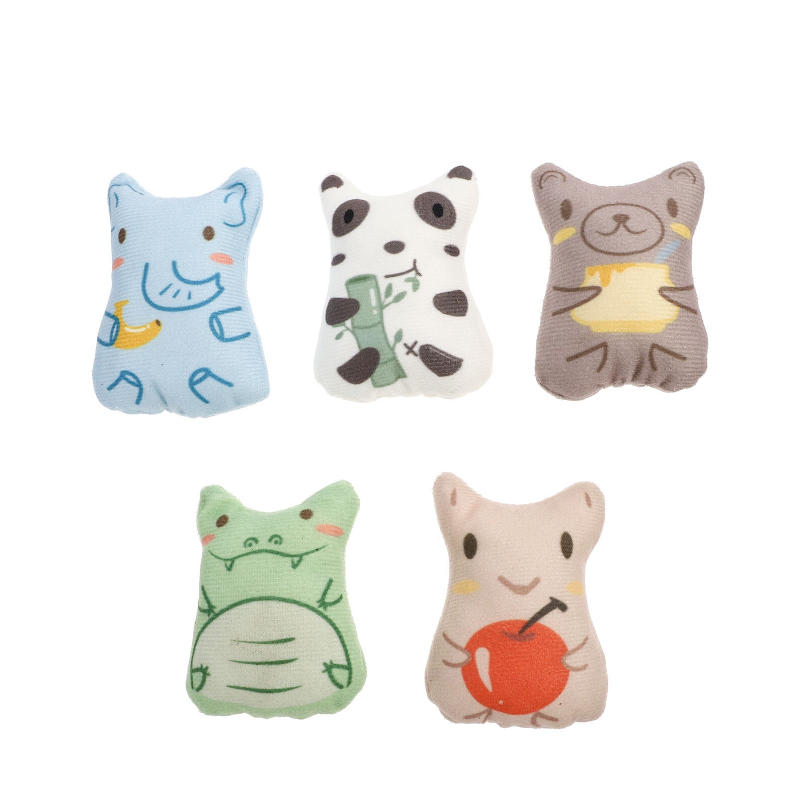 ABBA 5Pcs Plush Cat Chew Toys Teething Interactive Catnip Filled Toy Pet Supplies