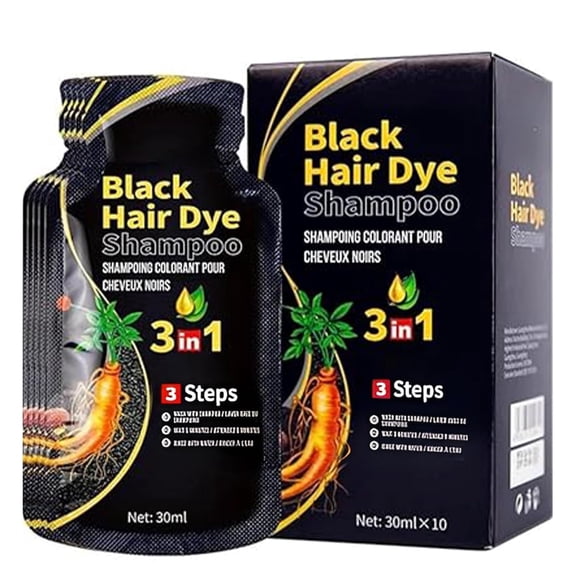ABBASI & CO 10 PCS Hair Shampoo Instant Hair Dye for Men Women, Black Color - Simple to Use - Hair Dye Permanent - Last 30 days - Natural Ingredients for Men & Women Black hair Shampoo