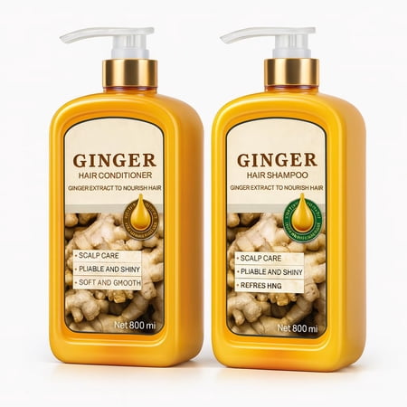 ABBASI & CO Anti-Hair Loss Shampoo & Conditioner Set - Ginger Plant Extract Instant Hair Growth Shampoo - Anti-Dandruff Care Formula - Oil Control & Hair Loss Treatments For women & Men - 2x 800 ML